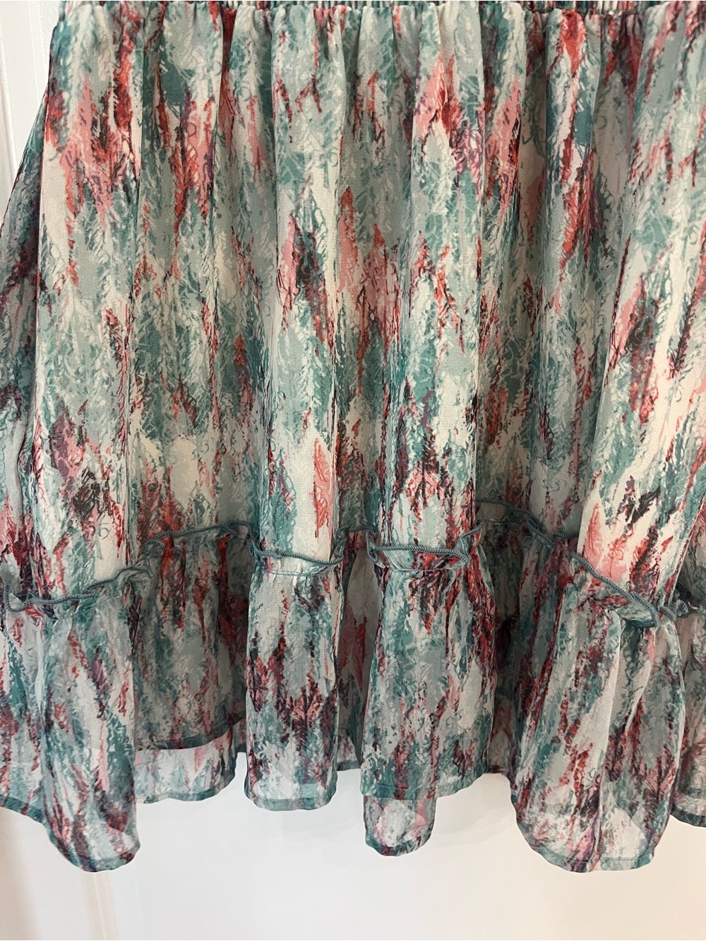 Veronica M Womens Short Sleeve Mini Dress Ruffled Hem and Sleeves Size Large - Picture 5 of 10